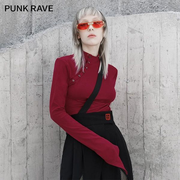 women's t-shirt punk rave girl's solid color long sleeved knitted slim slimming casual spring/fall stand-up collar women, White
women's t-shirt punk rave girl's solid color long sleeved knitted slim slimming casual spring/fall stand-up collar women, White