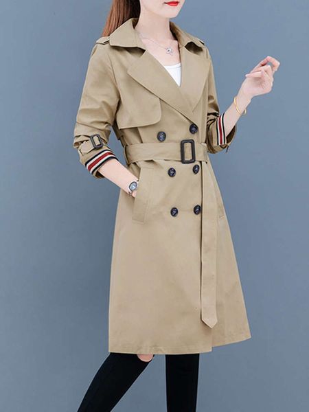 fashion middle long 2021 spring and autumn new windbreaker korean fashion temperament british style small women's coat luxury, Tan;black 
fashion middle long 2021 spring and autumn new windbreaker korean fashion temperament british style small women's coat luxury, Tan;black