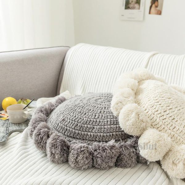 cushion/decorative pillow round throw tassel ball knitted cushion beige home decor sofa yoga mat hand rests kids room decoration
cushion/decorative pillow round throw tassel ball knitted cushion beige home decor sofa yoga mat hand rests kids room decoration