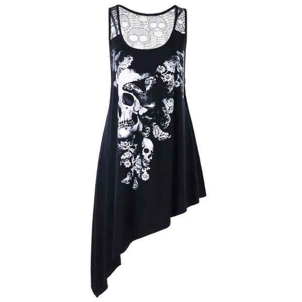 women's t-shirt fashion women plus size sleeveless o-neck skull printed asymmetric casual tank retro ladies street shirts #py, White
women's t-shirt fashion women plus size sleeveless o-neck skull printed asymmetric casual tank retro ladies street shirts #py, White