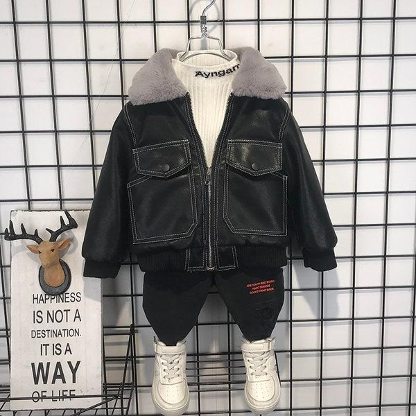 Jackets 2021 Autumn Winter Children Overcoat Kids Boys Thick Warm Solid Leather Coat Fashion Boy Velvet Fur Outerwear Z16, Blue;gray
Jackets 2021 Autumn Winter Children Overcoat Kids Boys Thick Warm Solid Leather Coat Fashion Boy Velvet Fur Outerwear Z16, Blue;gray