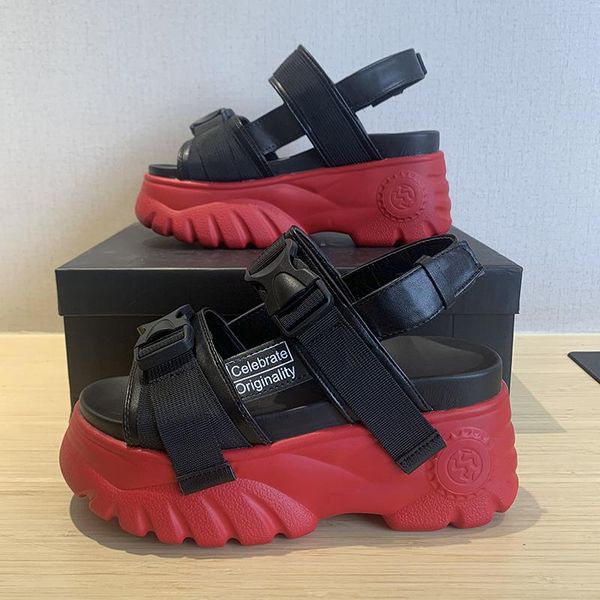 sandals 8cm/3.1 inch height wedge thick bottom women's fashion shoes high heels red sole, Black
sandals 8cm/3.1 inch height wedge thick bottom women's fashion shoes high heels red sole, Black