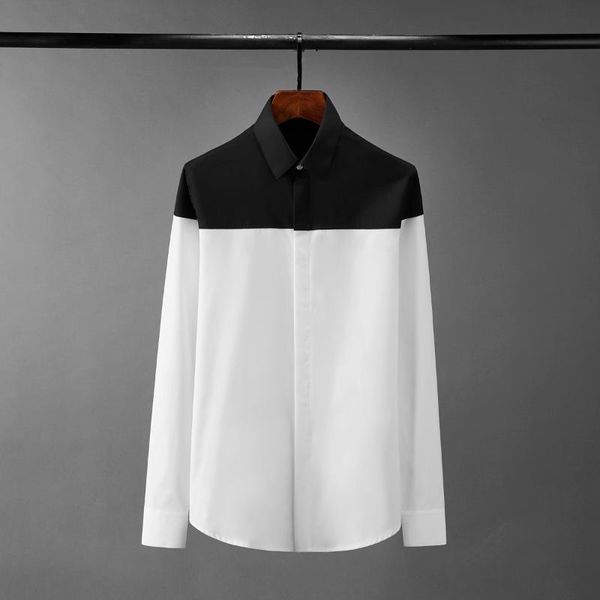 men's casual shirts cotton mens long sleeve black white patchwork dress slim party man plus size 4xl, White;black
men's casual shirts cotton mens long sleeve black white patchwork dress slim party man plus size 4xl, White;black