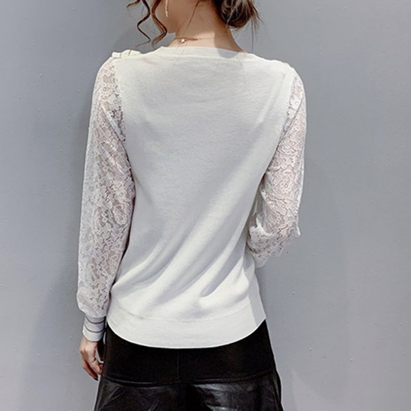 2021 spring fall korean clothes knitted sweater chic patchwork long sleeve lace shiny spun gold ropa mujer new t00712a ikbd, White;black
2021 spring fall korean clothes knitted sweater chic patchwork long sleeve lace shiny spun gold ropa mujer new t00712a ikbd, White;black