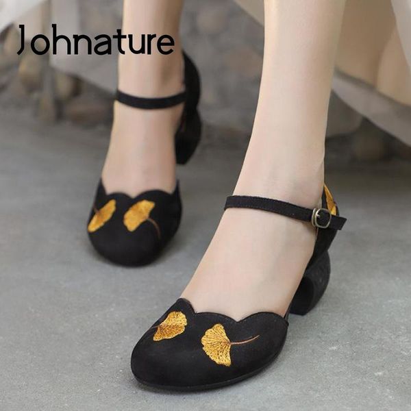 dress shoes johnature genuine leather pumps women buckle strap embroidery retro ginkgo high heels handmade concise ladies, Black
dress shoes johnature genuine leather pumps women buckle strap embroidery retro ginkgo high heels handmade concise ladies, Black