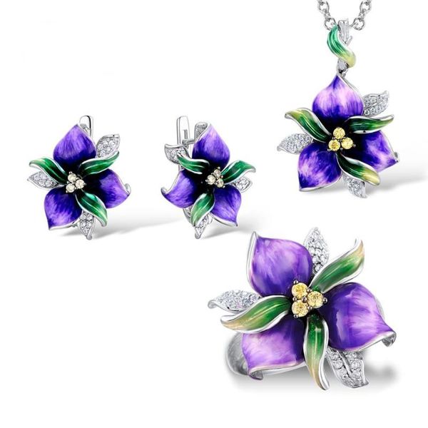 earrings & necklace arrival wholesale silver color set jewelry women vintage purple enamel flower + ring zircon epoxy crafts
earrings & necklace arrival wholesale silver color set jewelry women vintage purple enamel flower + ring zircon epoxy crafts
