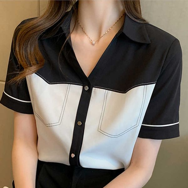 blusas blouses femme short sleeve blouse women blusas mujer de moda verano black white chiffon blouse shirt women e776 210602
blusas blouses femme short sleeve blouse women blusas mujer de moda verano black white chiffon blouse shirt women e776 210602