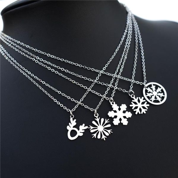 pendant necklaces christmas necklace stainless steel snowflakes moose elk antler fashion jewelry gift for women girls, Silver
pendant necklaces christmas necklace stainless steel snowflakes moose elk antler fashion jewelry gift for women girls, Silver