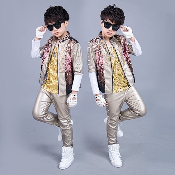2021 jazz costumes mid sleeve sequin jacket boys street dance stage outfit kids hip hop clothes child drum performance wear, Black;red
2021 jazz costumes mid sleeve sequin jacket boys street dance stage outfit kids hip hop clothes child drum performance wear, Black;red