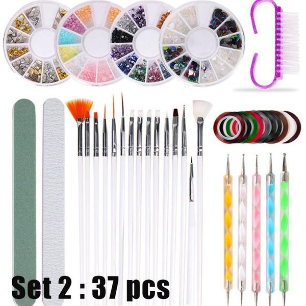 nail art kits 37 pcs/set decorations set beauty manicure tools professional painting pen rhinestones in wheel kit
nail art kits 37 pcs/set decorations set beauty manicure tools professional painting pen rhinestones in wheel kit