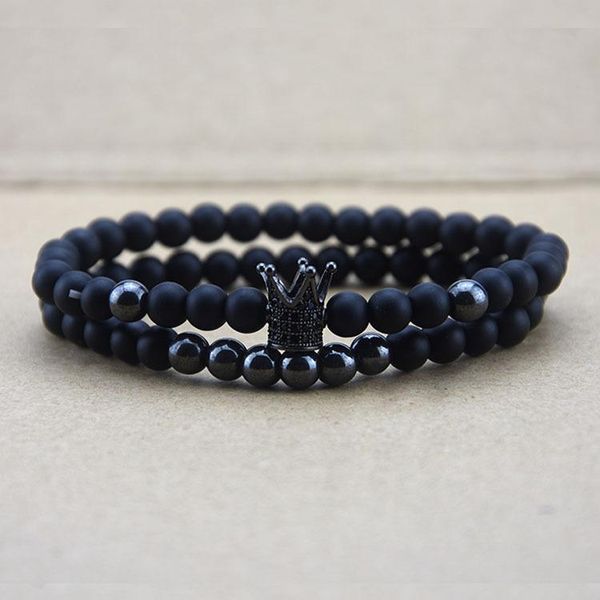 charm bracelets 2pcs/set fashion crown set bracelet black frosted flash stone beaded for men jewelry gift, Golden;silver
charm bracelets 2pcs/set fashion crown set bracelet black frosted flash stone beaded for men jewelry gift, Golden;silver