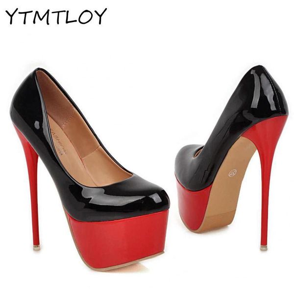 dress shoes super red thick-soled stiletto high heels female patent leather 17 cm summer catwalk, Black
dress shoes super red thick-soled stiletto high heels female patent leather 17 cm summer catwalk, Black