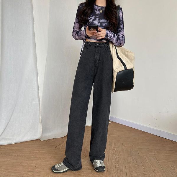 women's jeans shnsophi denim pants summer women vintage high waist straight black long streetwear female wide leg washed ladies trouser, Blue
women's jeans shnsophi denim pants summer women vintage high waist straight black long streetwear female wide leg washed ladies trouser, Blue