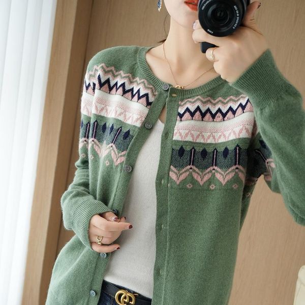 women's knits & tees 2021 autumn winter pure wool knitted cardigan ladies retro ethnic fashion jacket cashmere sweater round neck wild, White
women's knits & tees 2021 autumn winter pure wool knitted cardigan ladies retro ethnic fashion jacket cashmere sweater round neck wild, White