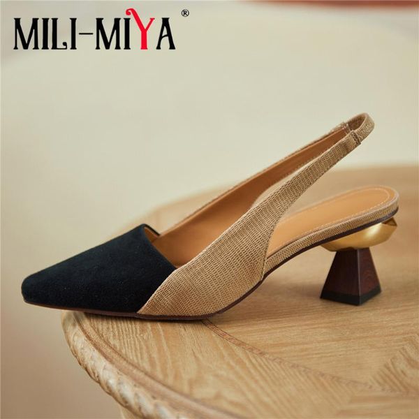 dress shoes mili-miya fashion sling back women genuine leather pumps round toe slip on mixed color thick heels party plus size 3, Black
dress shoes mili-miya fashion sling back women genuine leather pumps round toe slip on mixed color thick heels party plus size 3, Black