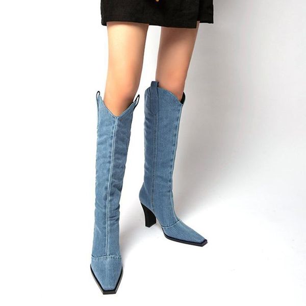 boots ladies slip on western winter women denim knee high 2021 autumn woman square toe heels female fashion shoes, Black
boots ladies slip on western winter women denim knee high 2021 autumn woman square toe heels female fashion shoes, Black