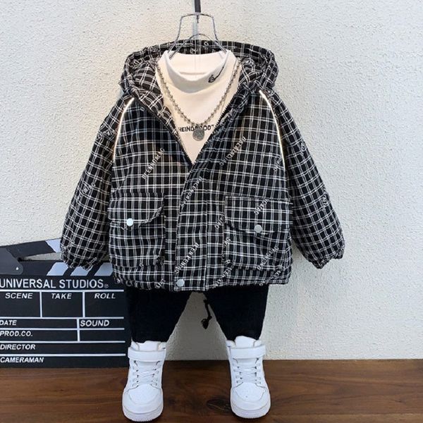 winter 2-7years childrens outwear coat boys baby plush thickening hooded cotton black lattice jacket for kids clothes, Blue;gray
winter 2-7years childrens outwear coat boys baby plush thickening hooded cotton black lattice jacket for kids clothes, Blue;gray