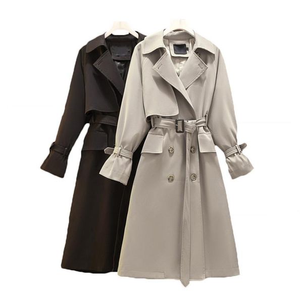 women's trench coats 2021 women turn-down collar double breasted windbreaker spring autumn casual ladies solid long coat with belt f347, Tan;black
women's trench coats 2021 women turn-down collar double breasted windbreaker spring autumn casual ladies solid long coat with belt f347, Tan;black