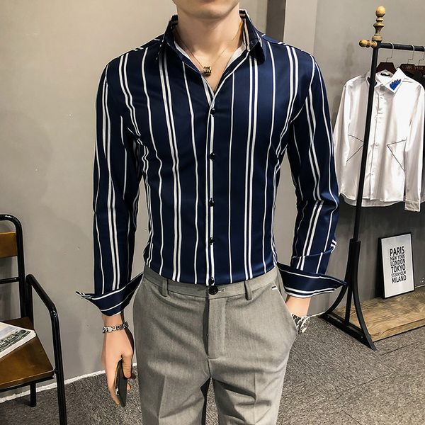 businesses striped shirts for men's clothes 2021 spring new casual sleeve long office sweaters hombre fine black/blue fit 8w73, White;black
businesses striped shirts for men's clothes 2021 spring new casual sleeve long office sweaters hombre fine black/blue fit 8w73, White;black