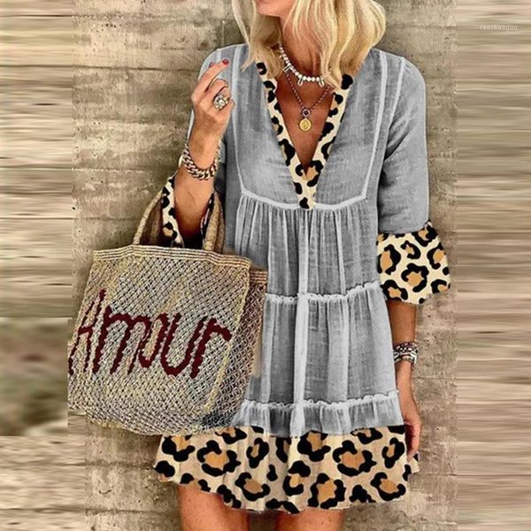 casual dresses vintage leopard print women dress elegant v-neck 3/4 sleeve bohemian sundress 2021 autumm fashion ladies party, Black;gray
casual dresses vintage leopard print women dress elegant v-neck 3/4 sleeve bohemian sundress 2021 autumm fashion ladies party, Black;gray