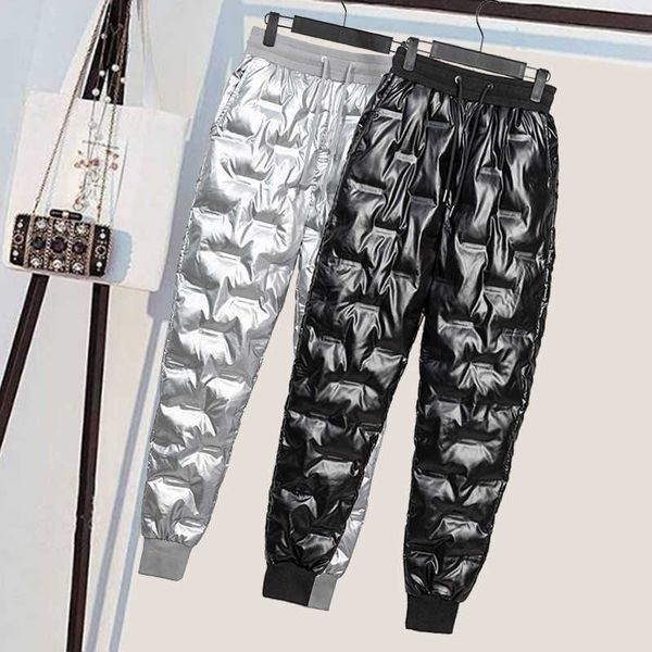 spring autumn winter waterproof trousers casual female glossy down pants 211006, Black;white
spring autumn winter waterproof trousers casual female glossy down pants 211006, Black;white