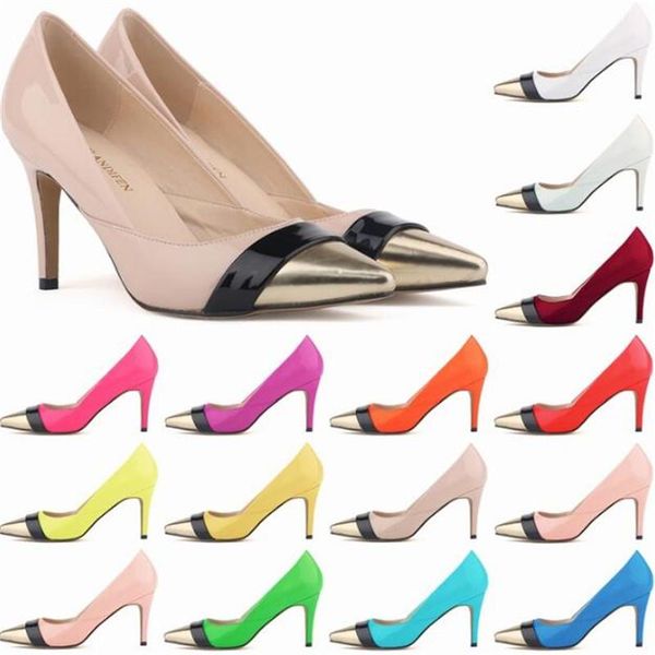 dress shoes pumps wedding women fetish pointed toe pu 8cm thin high heels slip on zapatos de mujer size 35-42, Black
dress shoes pumps wedding women fetish pointed toe pu 8cm thin high heels slip on zapatos de mujer size 35-42, Black