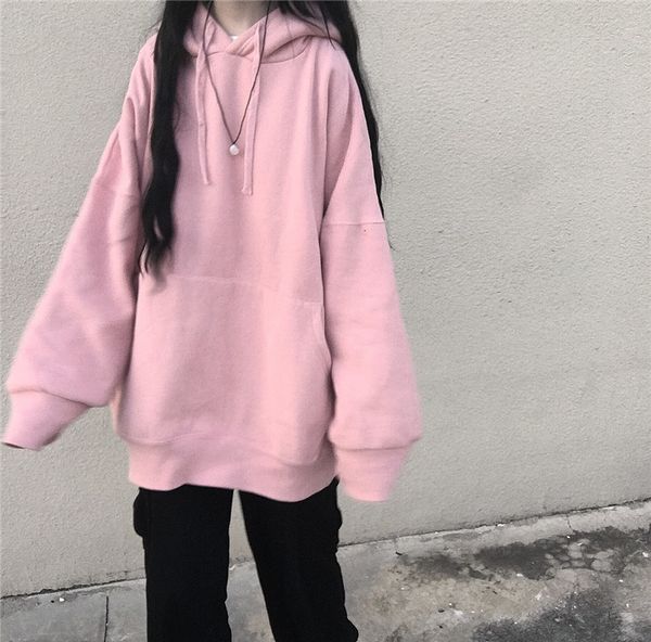 2021 new loose college style autumn student pure color sweet wild hooded jacket drop sleeves simple sweatshirt ffb9, Black
2021 new loose college style autumn student pure color sweet wild hooded jacket drop sleeves simple sweatshirt ffb9, Black