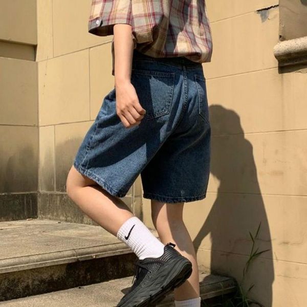 women's shorts women high waist retro all-match quality vintage streetwear boyfriend knee length straight trousers womens, White;black
women's shorts women high waist retro all-match quality vintage streetwear boyfriend knee length straight trousers womens, White;black