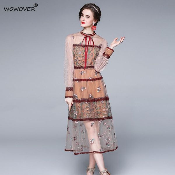 casual dresses runway women autumn fashion luxury embroidery transparent mesh dress long sleeve midi party vestidos elegant vintage robe fem, Black;gray
casual dresses runway women autumn fashion luxury embroidery transparent mesh dress long sleeve midi party vestidos elegant vintage robe fem, Black;gray