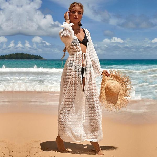 women's swimwear bikini cover-ups white lace tunic see through belted summer beach dress plus size women wear swim suit cover up q1302, White;black
women's swimwear bikini cover-ups white lace tunic see through belted summer beach dress plus size women wear swim suit cover up q1302, White;black