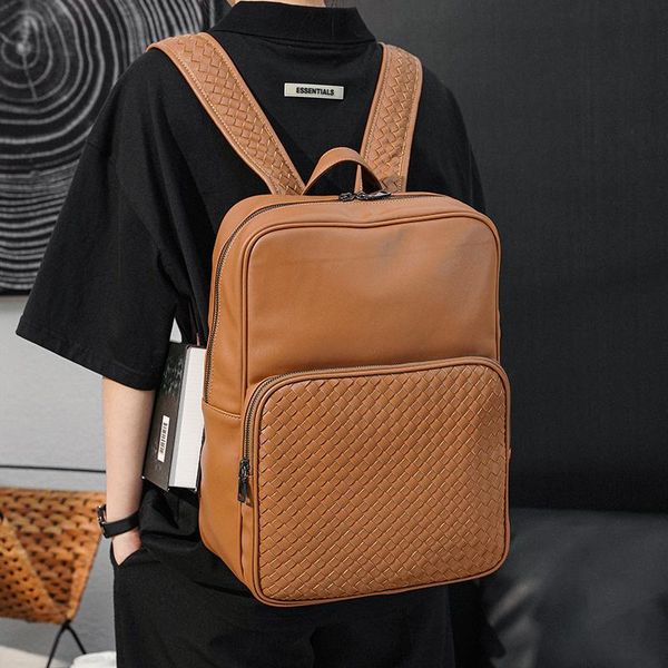backpack korean fashion woven leather for men casual large-capacity laptravel daypack student schoolbag mochila de hombre
backpack korean fashion woven leather for men casual large-capacity laptravel daypack student schoolbag mochila de hombre