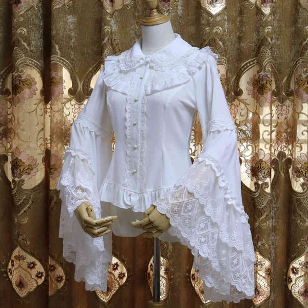 women's hoodies & sweatshirts retro victorian chiffon blouse long flare sleeve ruffled white/black lolita shirt 0msy
women's hoodies & sweatshirts retro victorian chiffon blouse long flare sleeve ruffled white/black lolita shirt 0msy