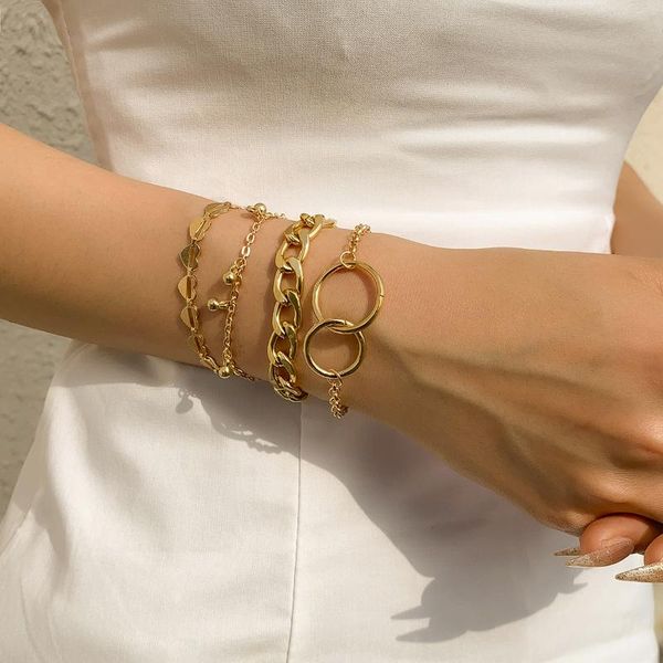 link, chain fashion jewelry 4 pcs set bracelet simply design punk hip hop selling heart metal for women girl party gifts, Black
link, chain fashion jewelry 4 pcs set bracelet simply design punk hip hop selling heart metal for women girl party gifts, Black