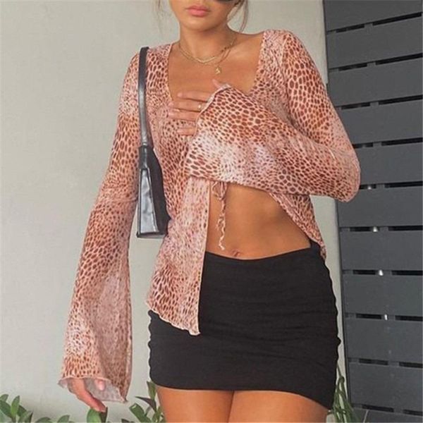 women's t-shirt female t-shirts fashion slim long flare sleeve lace-up tshirt mesh leopard tee shirt woman short girl for women y2k, White
women's t-shirt female t-shirts fashion slim long flare sleeve lace-up tshirt mesh leopard tee shirt woman short girl for women y2k, White