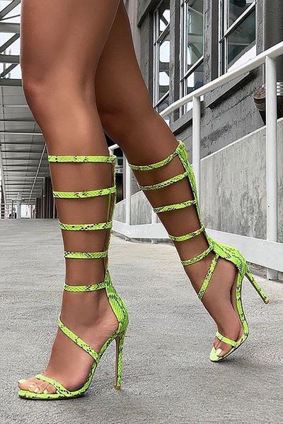 comfort shoes for women female sandal high heels snakeskin ankle strap girls high-heeled stiletto beige closed fashion 2021 soli, Black