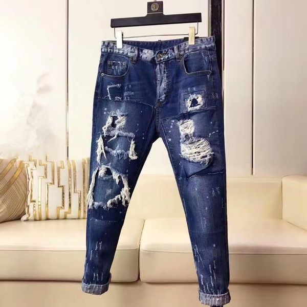 men's jeans sr08750 fashion 2021 runway luxury european design party style clothing, Blue
men's jeans sr08750 fashion 2021 runway luxury european design party style clothing, Blue
