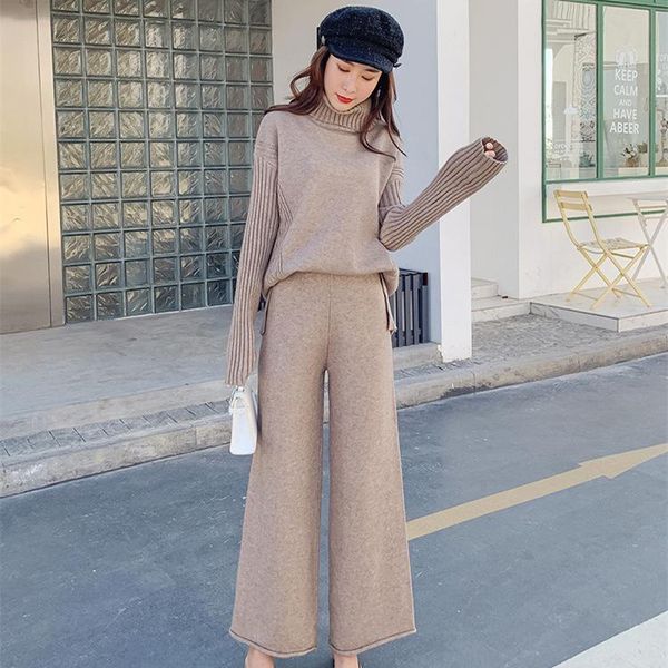 women's two piece pants sweater two-piece set women autumn winter turtleneck loose knit lazy sweaters wide leg suit woman casual outfit, White
women's two piece pants sweater two-piece set women autumn winter turtleneck loose knit lazy sweaters wide leg suit woman casual outfit, White