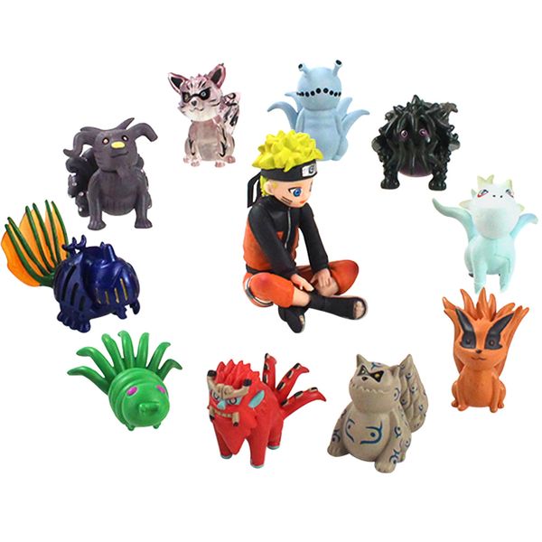 

11pcs/Set 4-8cm Naruto Shippuden Anime Uzumaki Naruto Animals Fox Cat PVC Action Figure Cartoon Mini Model Toys Kids Gift