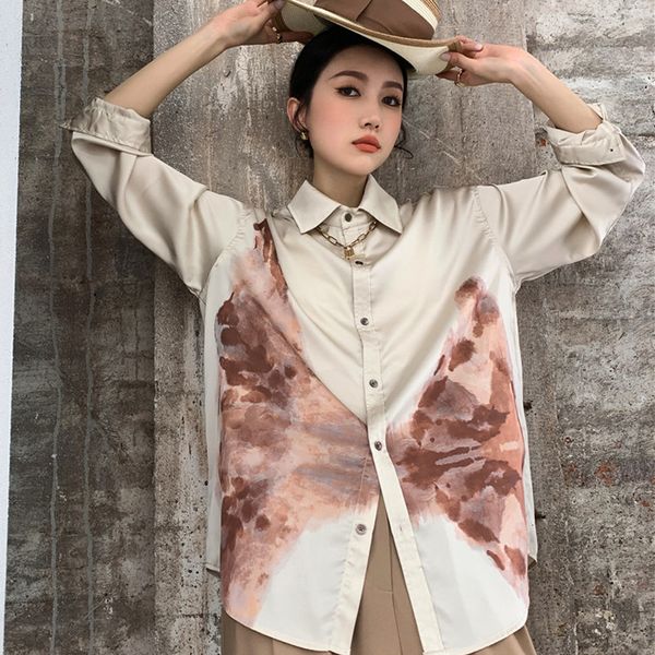2021 new landscape printed shirts full turn down collar satin slip loose women blouses cbi1, White;black
2021 new landscape printed shirts full turn down collar satin slip loose women blouses cbi1, White;black