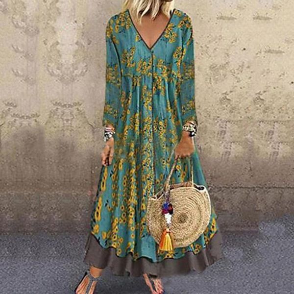 casual dresses vintage maxi for women long sleeves women's bohemian printed floral dress elegant loose robe longue, Black;gray
casual dresses vintage maxi for women long sleeves women's bohemian printed floral dress elegant loose robe longue, Black;gray