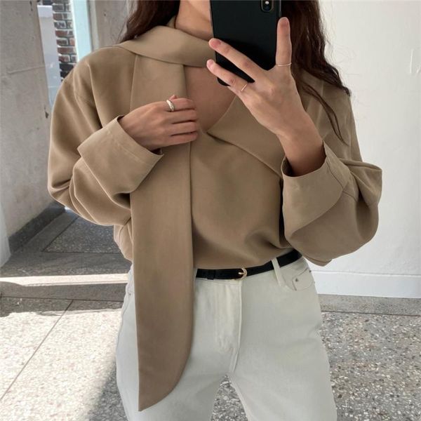 women's blouses & shirts chic aesthetic simple solid shirt elegant fashion mild retro classic bottoming 2021 early spring, White 
women's blouses & shirts chic aesthetic simple solid shirt elegant fashion mild retro classic bottoming 2021 early spring, White