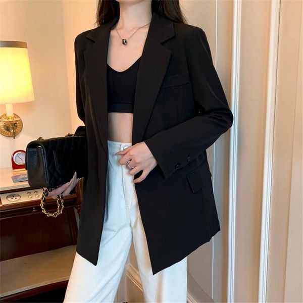 women's suits & blazers 2021 spring black blazer women autumn korean loose mid-length casual long sleeve small suit jacket ladies outer, White;black
women's suits & blazers 2021 spring black blazer women autumn korean loose mid-length casual long sleeve small suit jacket ladies outer, White;black