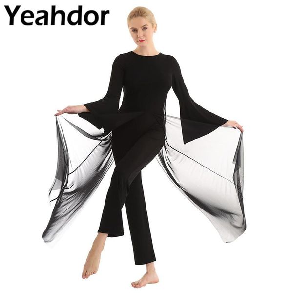 women's jumpsuits & rompers women one-piece round neck long flare sleeves wide legs mesh overlay culottes leotard lyrical dance jumpsu, Black;white
women's jumpsuits & rompers women one-piece round neck long flare sleeves wide legs mesh overlay culottes leotard lyrical dance jumpsu, Black;white