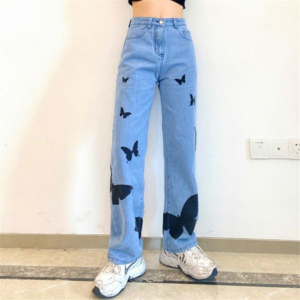 women's jeans blue butterfly print high waist women spring 2021 quality cotton straight drape casual denim trousers for female
women's jeans blue butterfly print high waist women spring 2021 quality cotton straight drape casual denim trousers for female