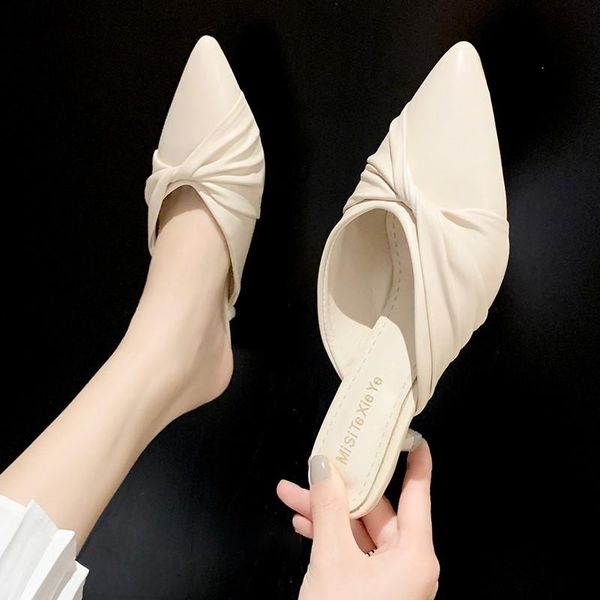 slippers 2021 women's summer mules shoes slides pointed toe folded sandals slip on high heels dress office women black
slippers 2021 women's summer mules shoes slides pointed toe folded sandals slip on high heels dress office women black
