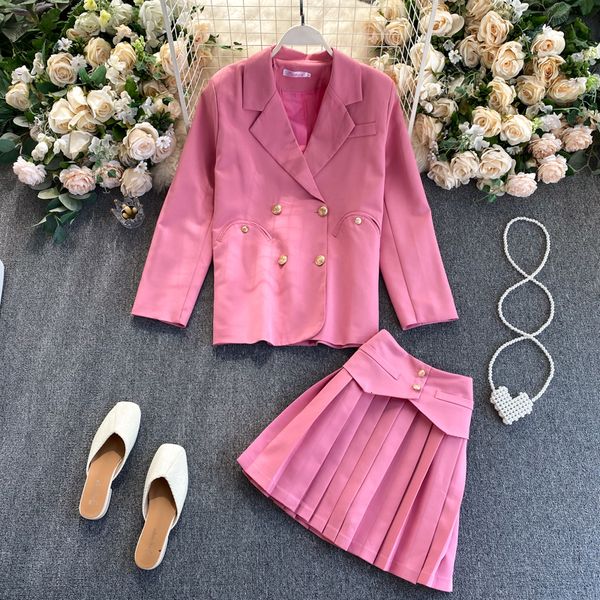 2021 New Fall Female Fashion Long Sleeve Double Lapel Breasted High-waisted Jacket Plissado Mini Skirt Two Joint 8rt7, Black;gray
2021 New Fall Female Fashion Long Sleeve Double Lapel Breasted High-waisted Jacket Plissado Mini Skirt Two Joint 8rt7, Black;gray