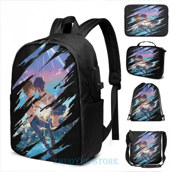backpack funny graphic print taki tachibana and mitsuha miyamizu usb charge men school bags women bag travel laptop
backpack funny graphic print taki tachibana and mitsuha miyamizu usb charge men school bags women bag travel laptop