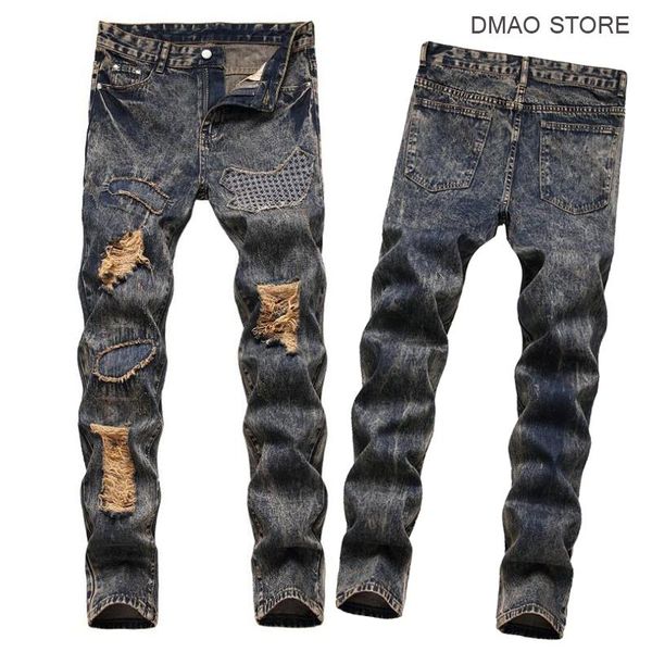 2021 designer ripped hole men's jeans pants high streetwear hip hop denim jeans slim fit vintage, Blue
2021 designer ripped hole men's jeans pants high streetwear hip hop denim jeans slim fit vintage, Blue