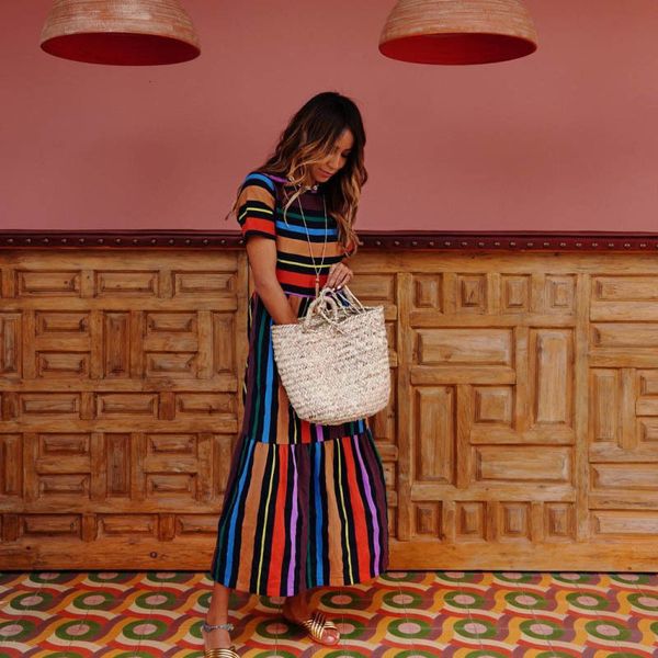 2021 new spring summer female raiow striped print long short sleeve women's vintage maxi holiday sun boho women wear ez4v, Black;gray
2021 new spring summer female raiow striped print long short sleeve women's vintage maxi holiday sun boho women wear ez4v, Black;gray