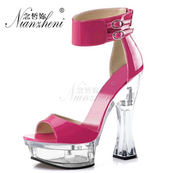 sandals 14cm super high heeled fashion patent leather fetish spool heels womens 6 inches buckle strap shallow shoes coarse, Black
sandals 14cm super high heeled fashion patent leather fetish spool heels womens 6 inches buckle strap shallow shoes coarse, Black